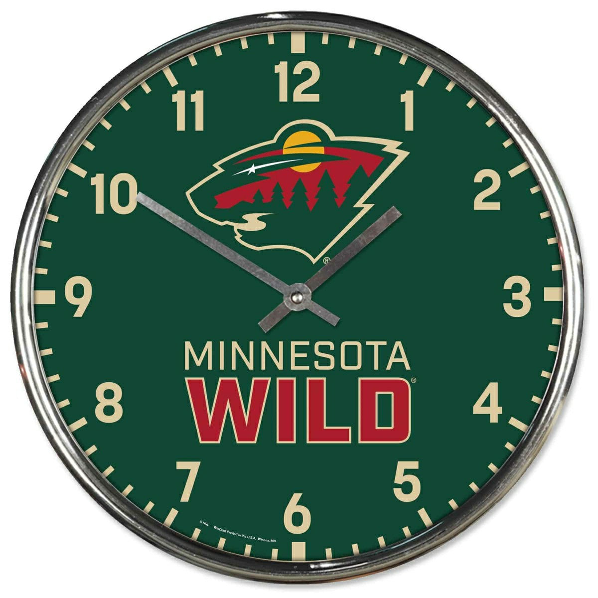 Minnesota Wild Chrome NHL Team Design Wall Clock Fashion