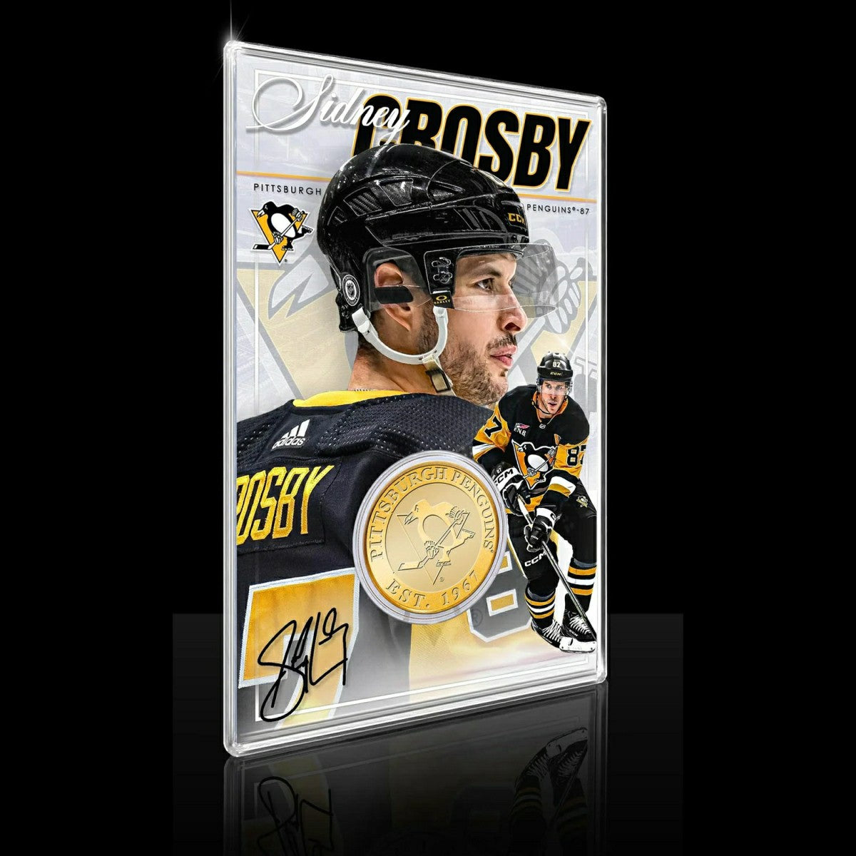 Sidney Crosby Pittsburgh Penguins Acrylic Bronze Coin Holder Taass sale