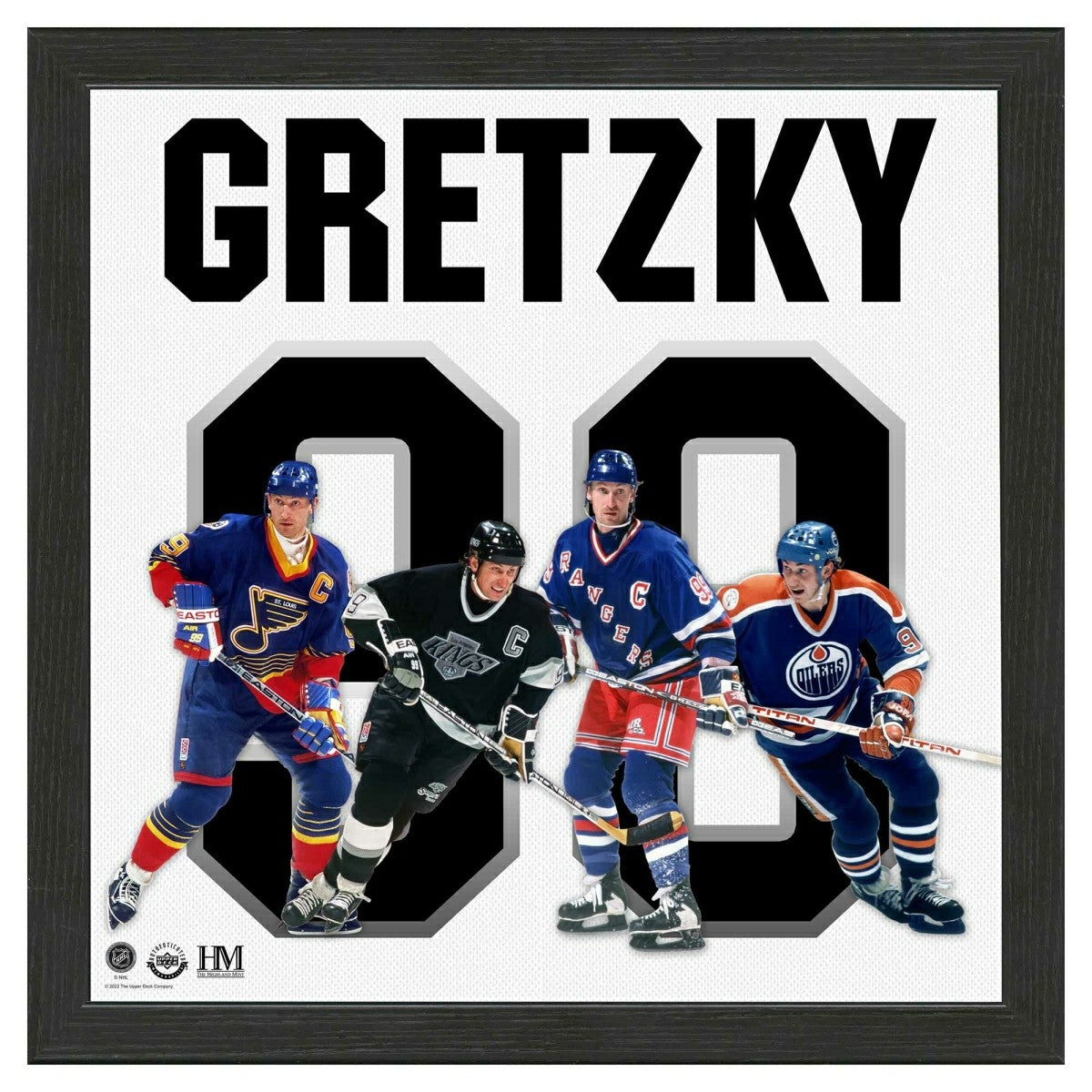 Wayne Gretzky #99 Team History Impact Jersey Framed NHL Photo Classic