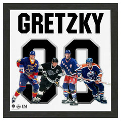 Wayne Gretzky #99 Team History Impact Jersey Framed NHL Photo Classic