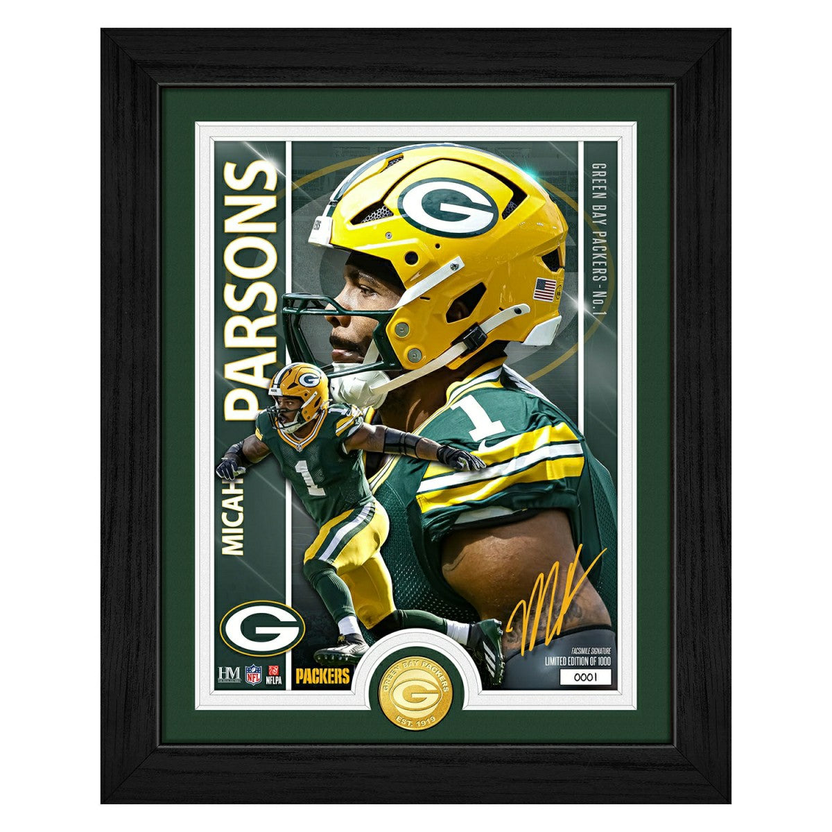 Micah Parsons Green Bay Packers Artist Proof Bronze Coin NFL Photo Frame Fashion