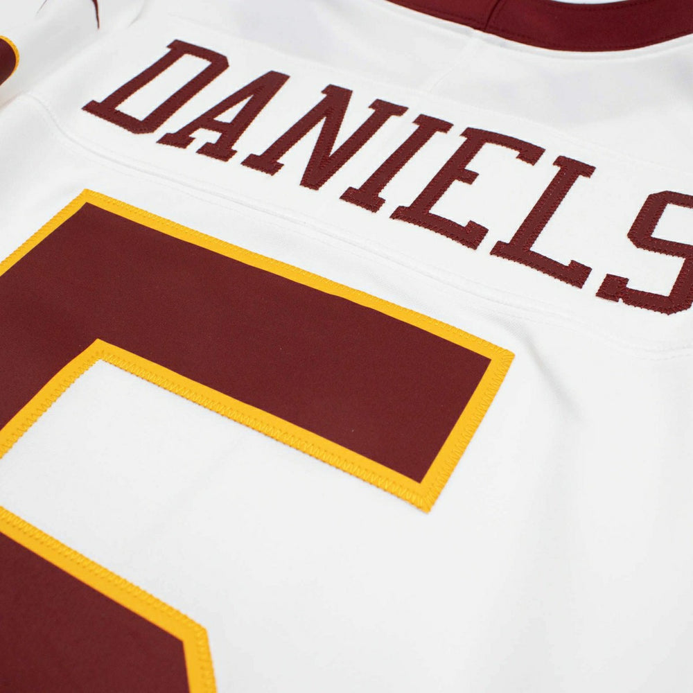 Jayden Daniels #5 Washington Commanders Sewn Down Limited NFL Jersey White Taass sale