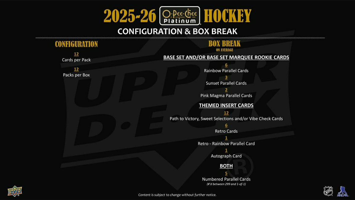 2025/26 Upper Deck O-Pee-Chee Platinum Hockey NHL Hobby Pack Lifestyle
