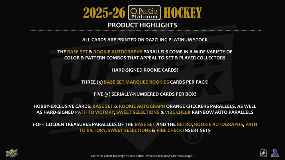 2025/26 Upper Deck O-Pee-Chee Platinum Hockey NHL Hobby Pack Lifestyle