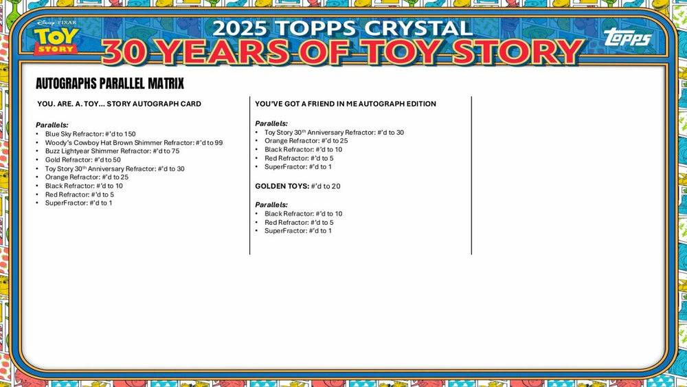 2025 topps Disney Crystal 30 Years of Toy Story Hobby Box Taass US