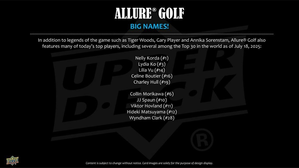 2026 Upper Deck Allure Golf Hobby Box Taass US