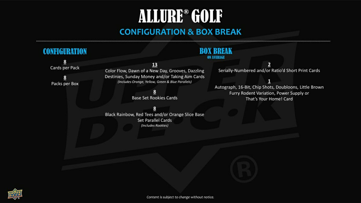 2026 Upper Deck Allure Golf Hobby Box Taass US