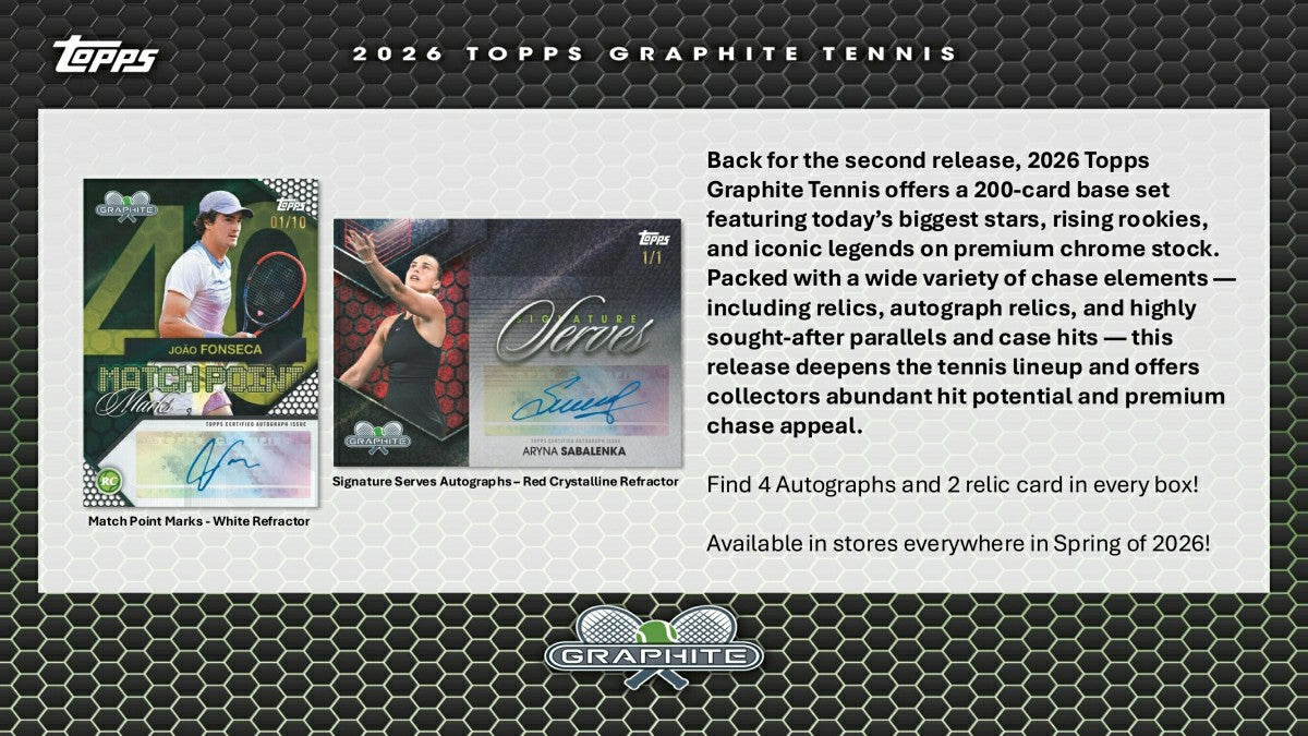 2026 Topps Graphite Tennis Hobby Box Taass US