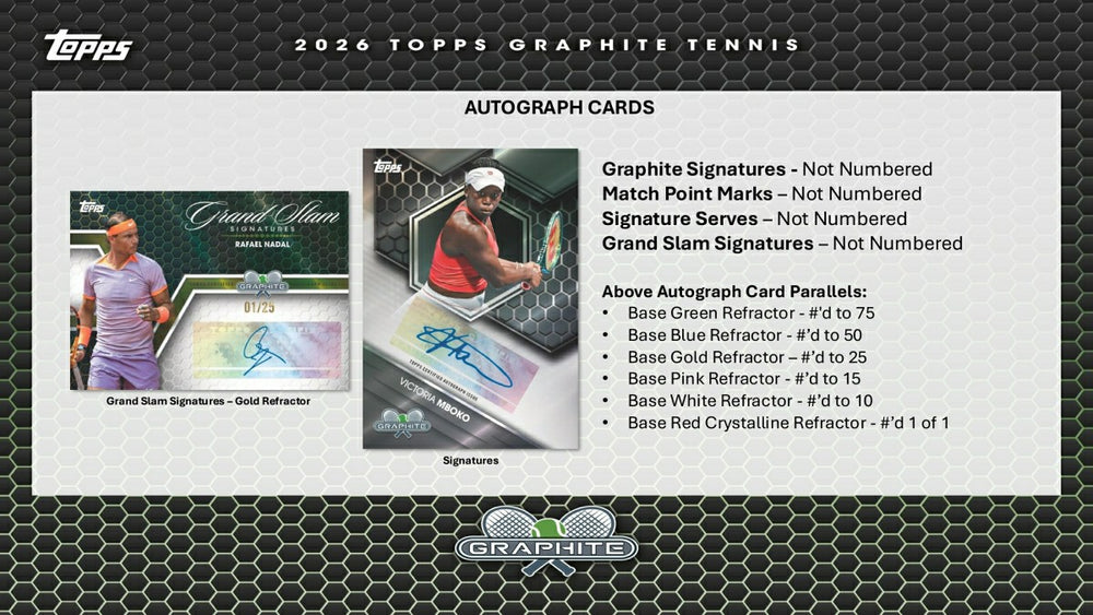 2026 Topps Graphite Tennis Hobby Box Taass US
