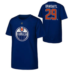 Leon Draisaitl #29 Edmonton Oilers Player NHL T-Shirt Navy (YOUTH) Lifestyle