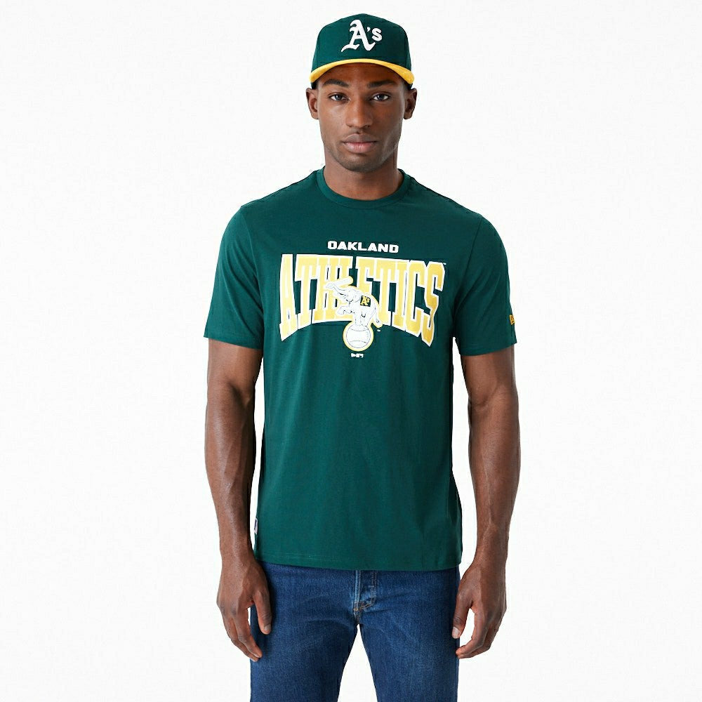 Oakland Athletics New Era Arch Wordmark MLB T-Shirt Green Classic