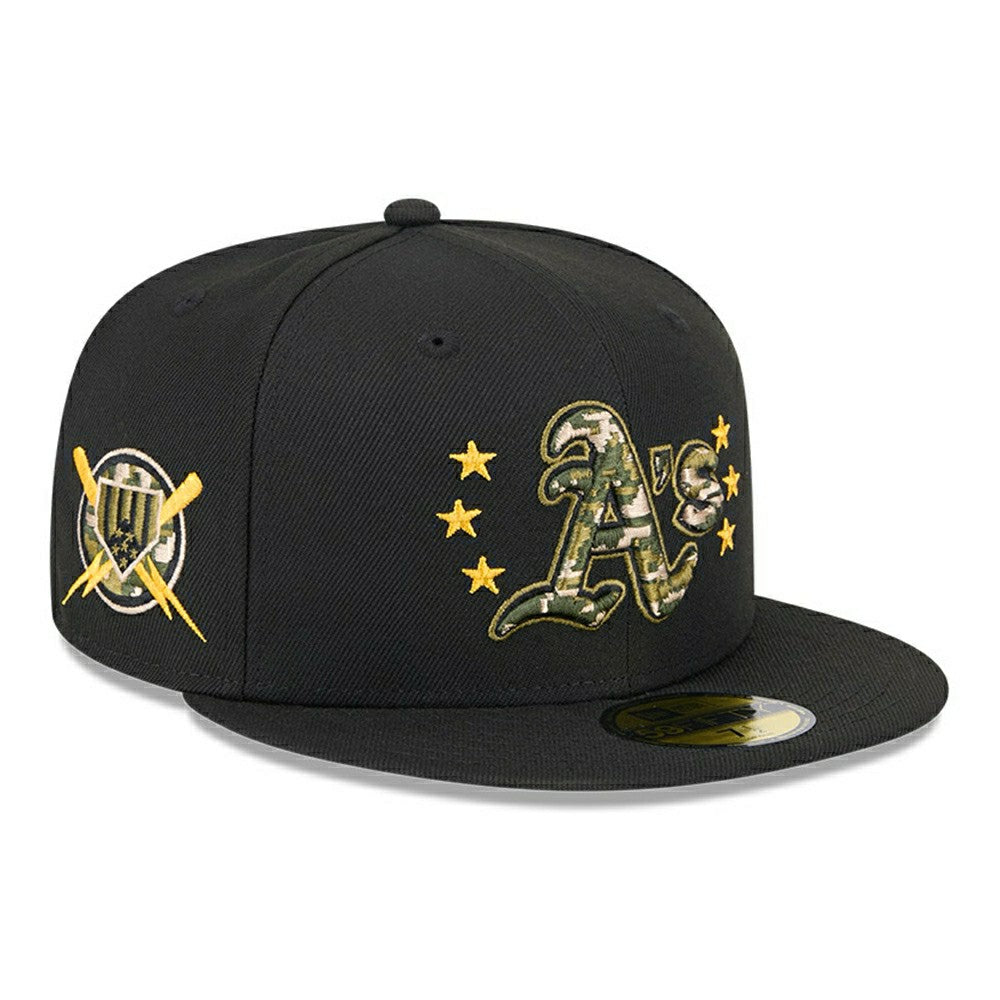 Oakland Athletics 2024 MLB Authentic Armed Forces New Era 59FIFTY Fitted Cap Lifestyle