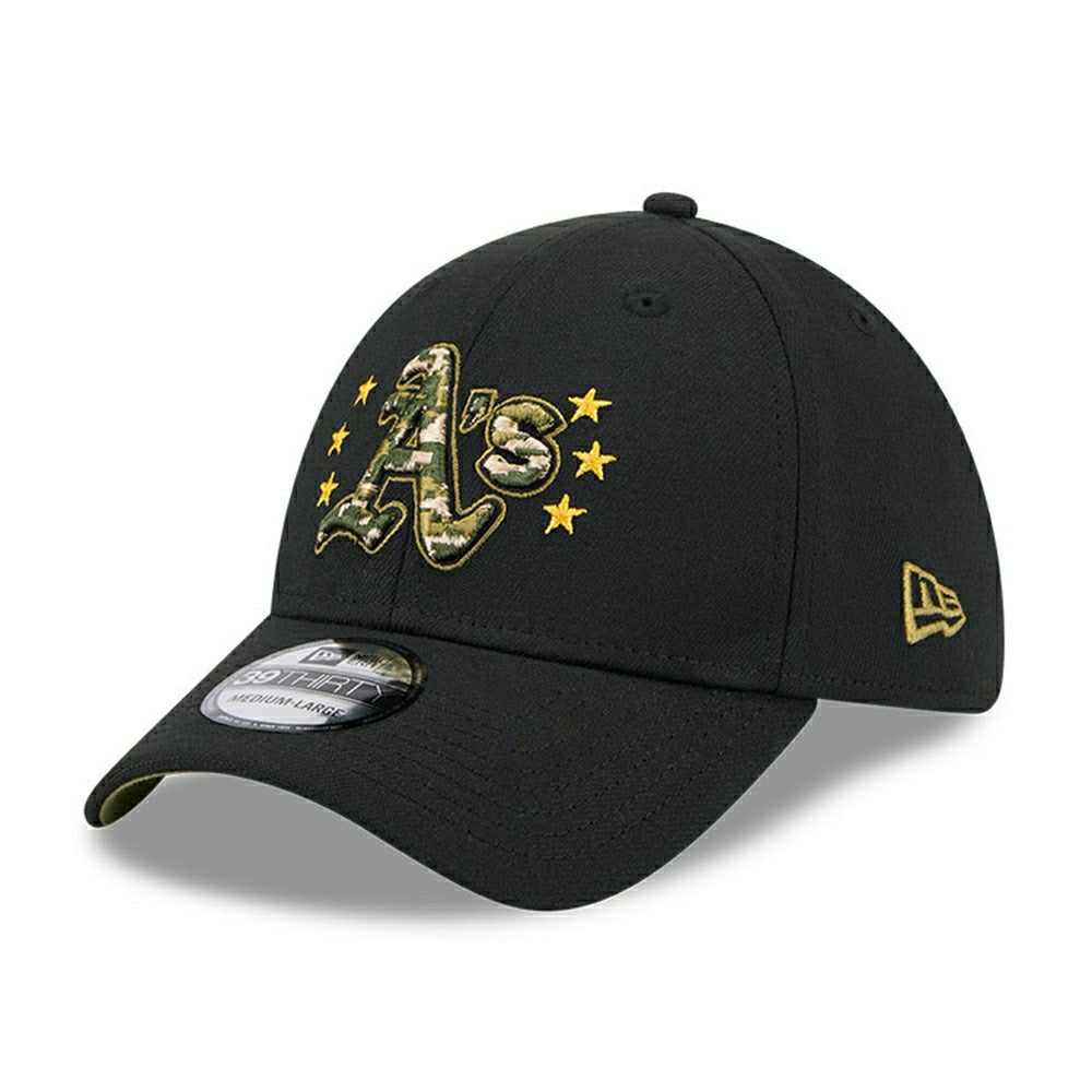 Oakland Athletics 2024 MLB Armed Forces New Era 39THIRTY Flex Cap Black Taass sale