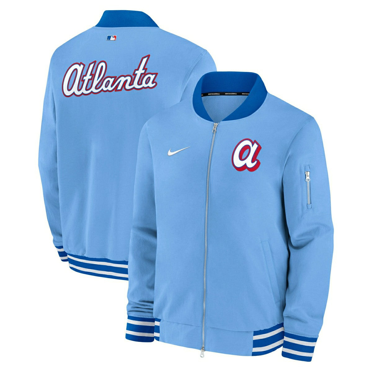 Atlanta Braves City Connect 2026 MLB Authentic Dugout Bomber Jacket Blue Lifestyle