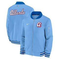 Atlanta Braves City Connect 2026 MLB Authentic Dugout Bomber Jacket Blue Lifestyle