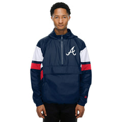 Atlanta Braves MLB Quarter Zip Windbreaker Jacket Navy Lifestyle