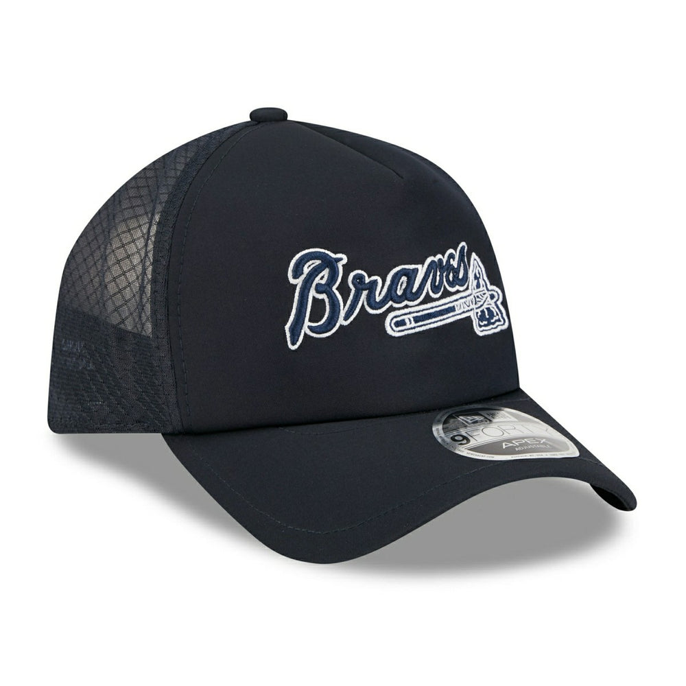 Atlanta Braves 2026 MLB Batting Practice 9FORTY APEX Trucker Cap Navy Taass for sale