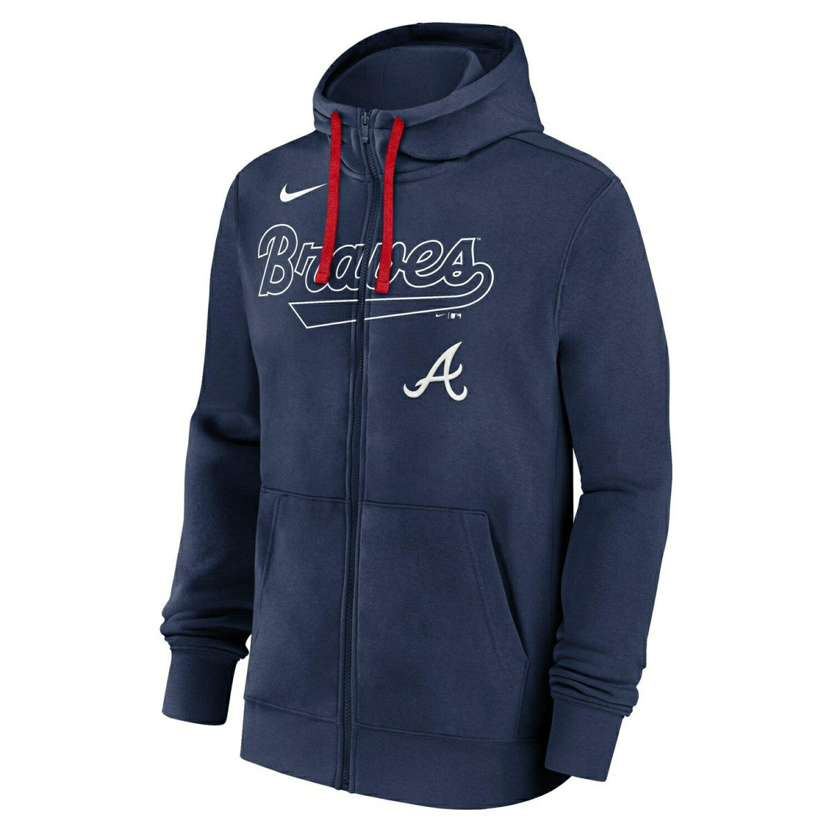 Atlanta Braves Knockout Script MLB Full-Zip Hoodie Navy Taass for sale