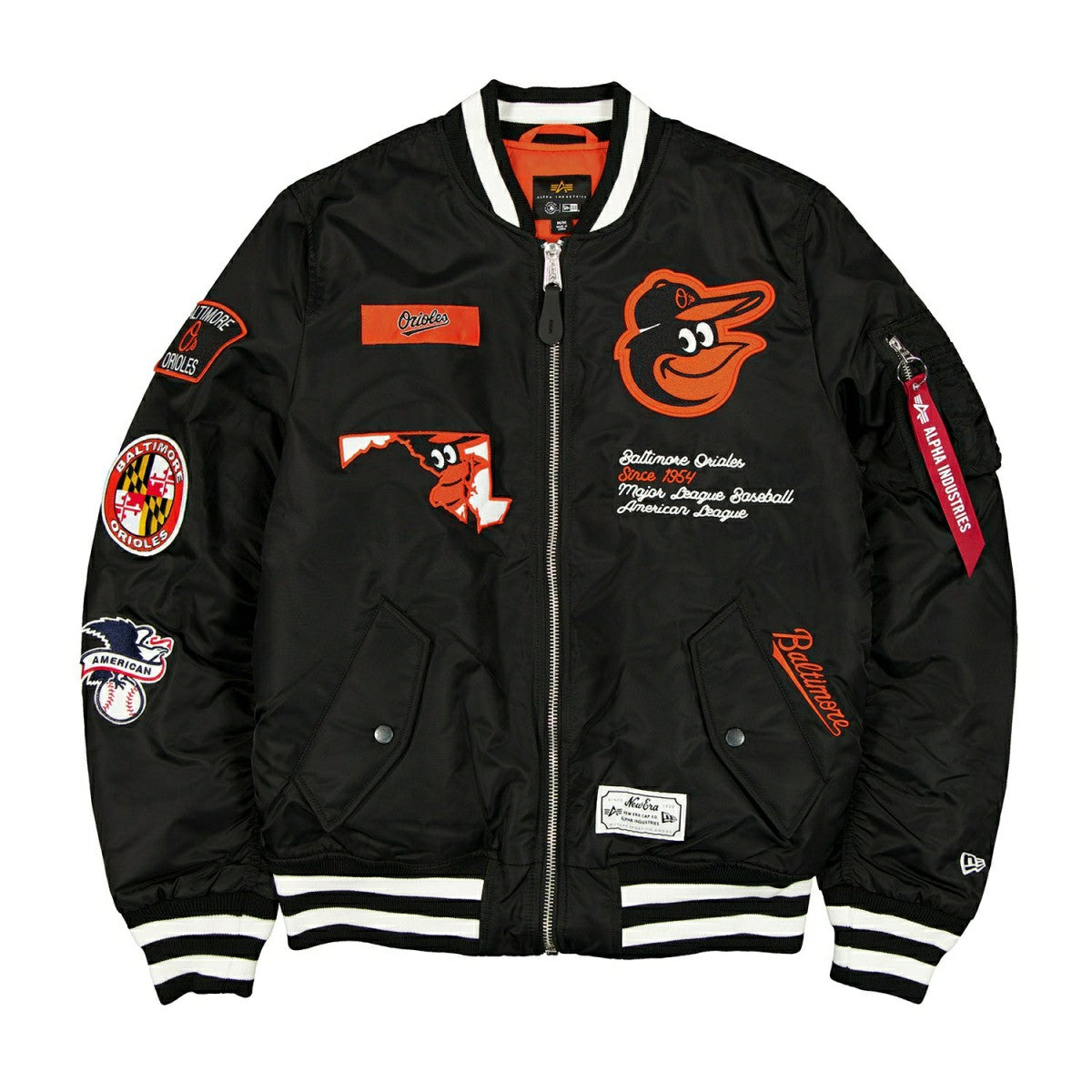 Baltimore Orioles Alpha Industries MA-1 MLB Bomber Jacket Black Taass for sale