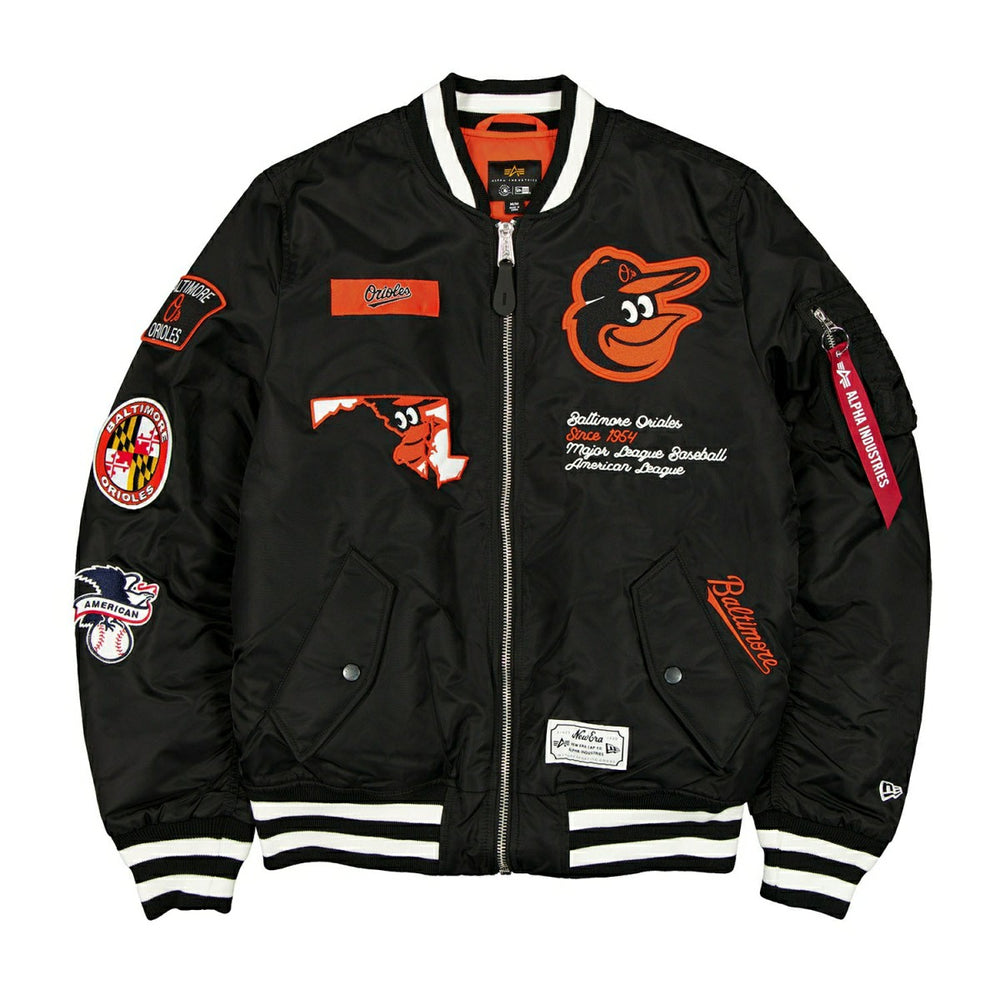 Baltimore Orioles Alpha Industries MA-1 MLB Bomber Jacket Black Taass for sale