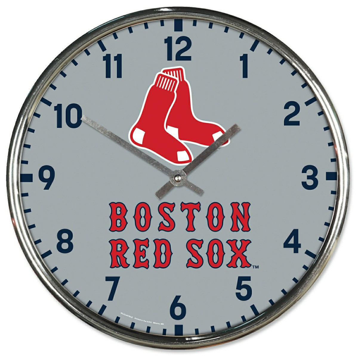 Boston Red Sox Chrome MLB Team Design Wall Clock Taass US