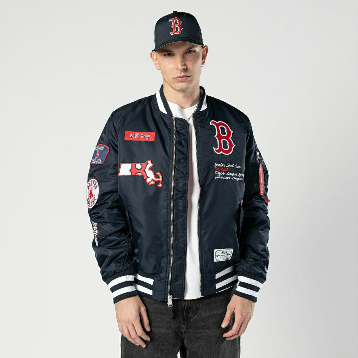 Boston Red Sox Alpha Industries MA-1 MLB Bomber Jacket Navy Taass US