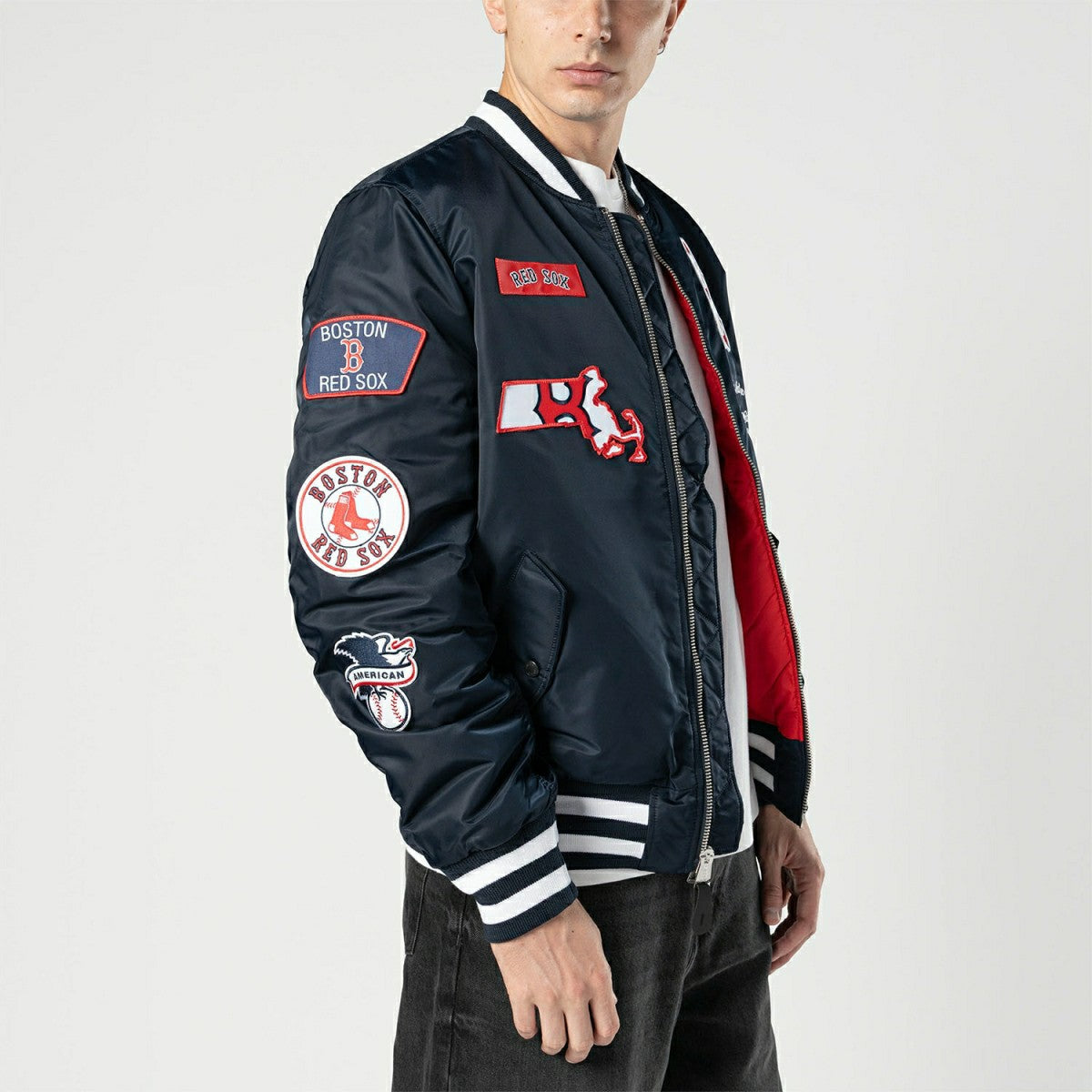 Boston Red Sox Alpha Industries MA-1 MLB Bomber Jacket Navy Taass US