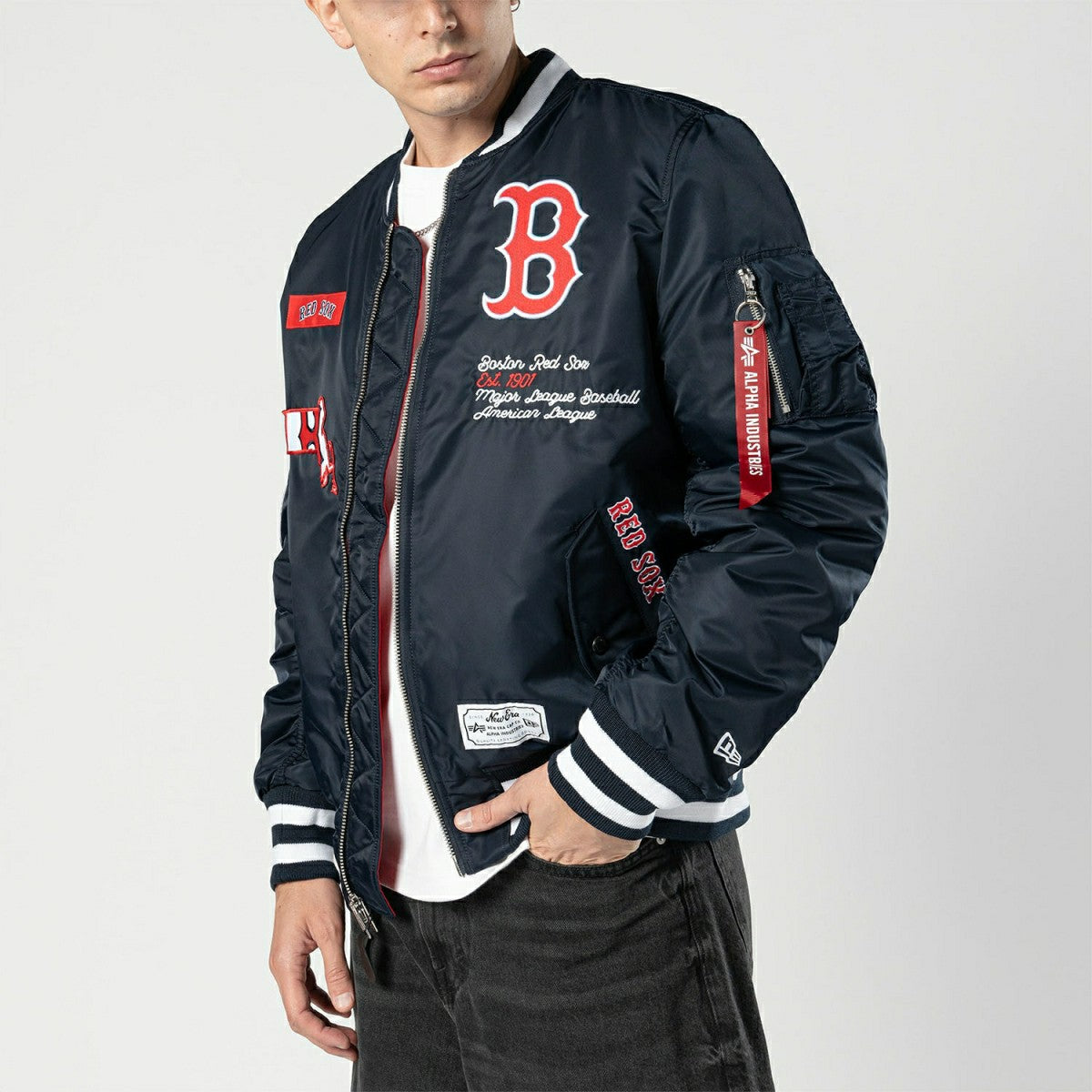 Boston Red Sox Alpha Industries MA-1 MLB Bomber Jacket Navy Taass US