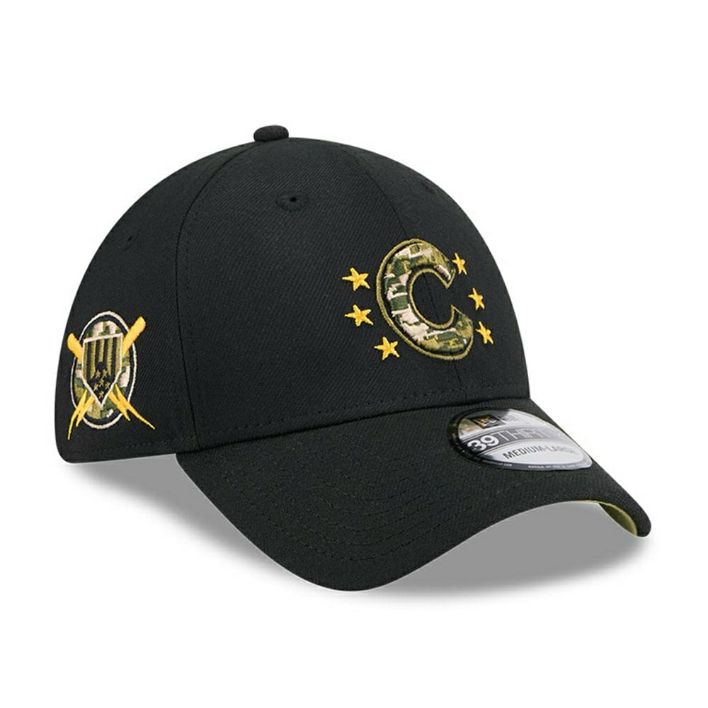 Chicago Cubs 2024 MLB Armed Forces New Era 39THIRTY Flex Cap Black Taass for sale