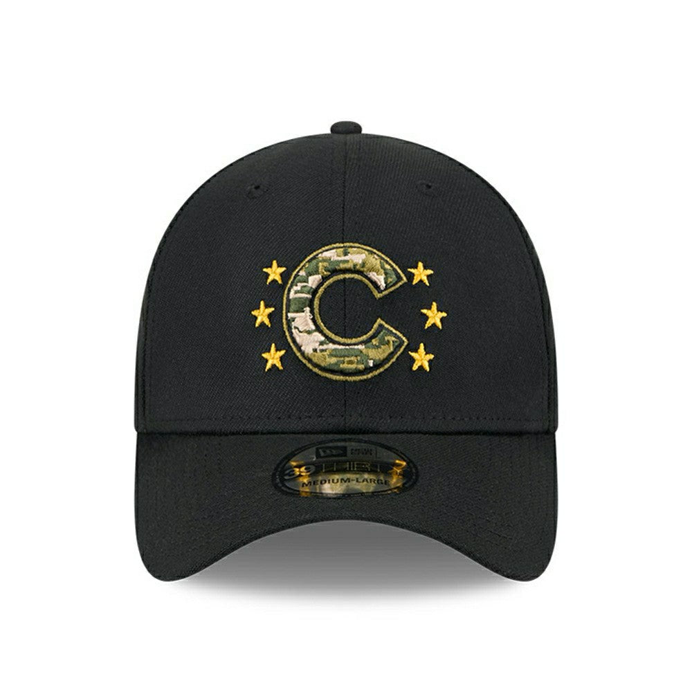 Chicago Cubs 2024 MLB Armed Forces New Era 39THIRTY Flex Cap Black Taass for sale