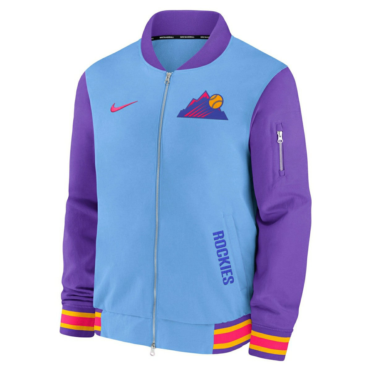 Colorado Rockies City Connect 2026 MLB Authentic Dugout Bomber Jacket Blue Fashion
