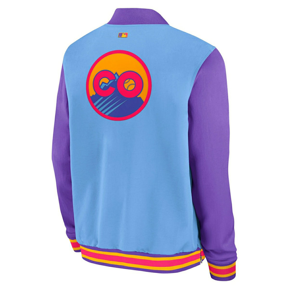 Colorado Rockies City Connect 2026 MLB Authentic Dugout Bomber Jacket Blue Fashion