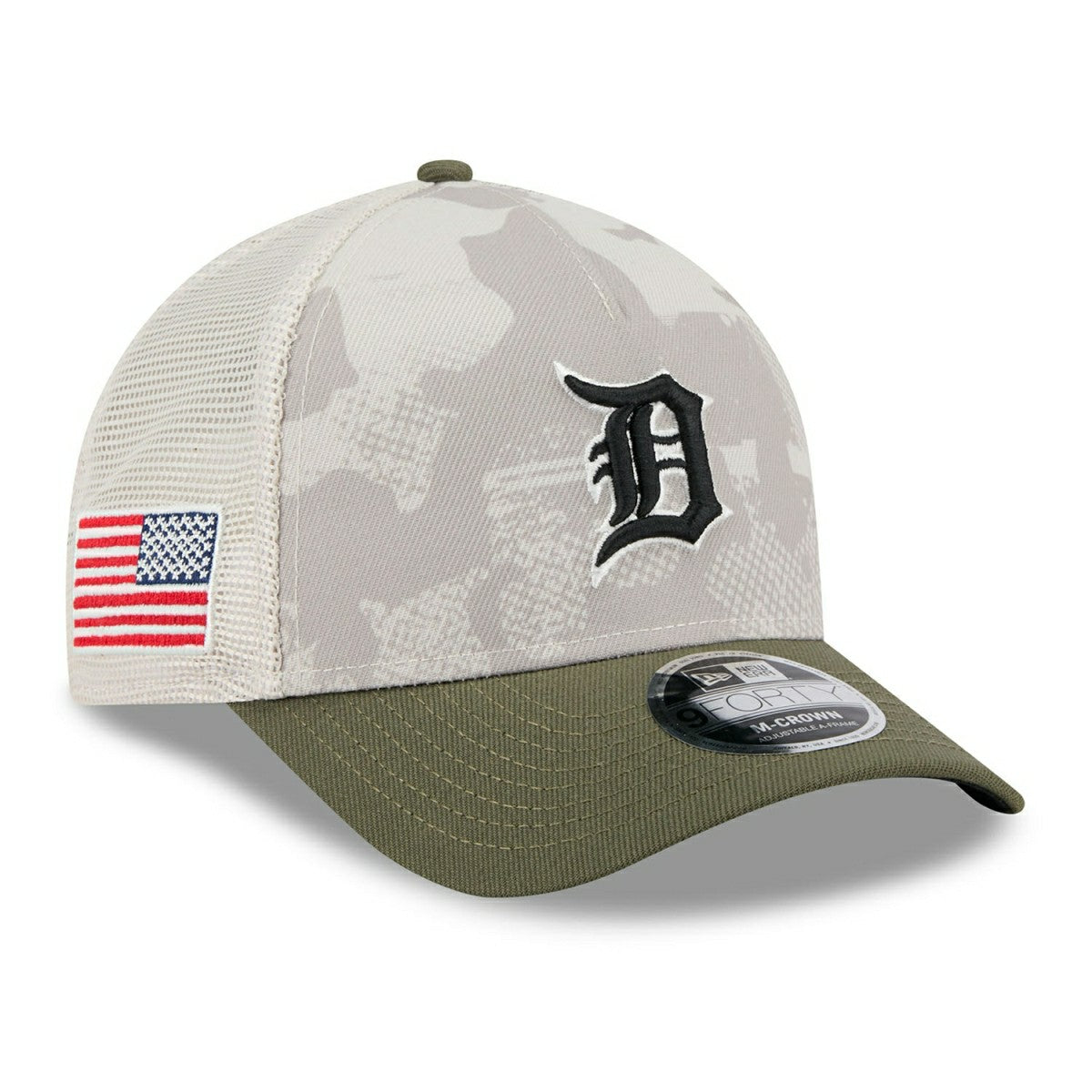 Detroit Tigers 2025 MLB Armed Forces 9FORTY M-Crown A-Frame Snapback Cap Taass US