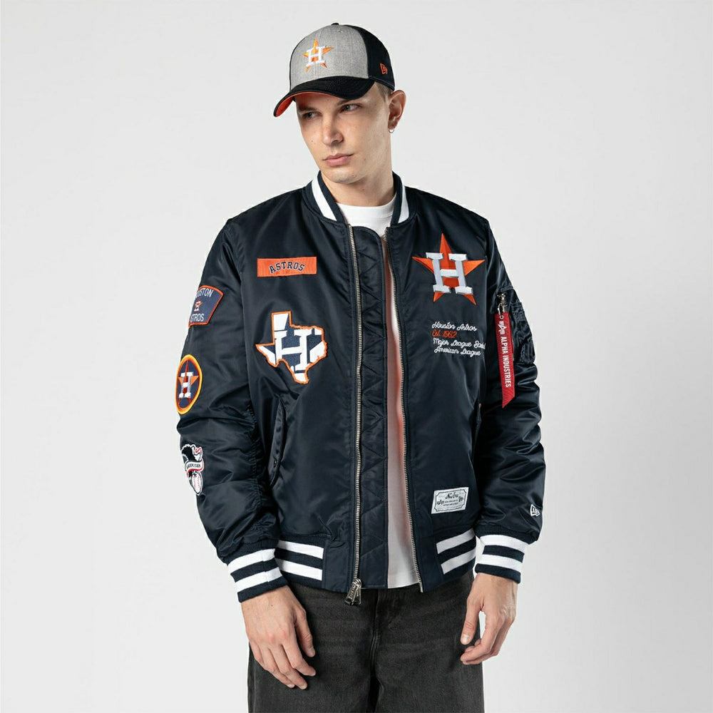 Houston Astros Alpha Industries MA-1 MLB Bomber Jacket Navy Taass sale