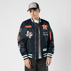 Houston Astros Alpha Industries MA-1 MLB Bomber Jacket Navy Taass sale