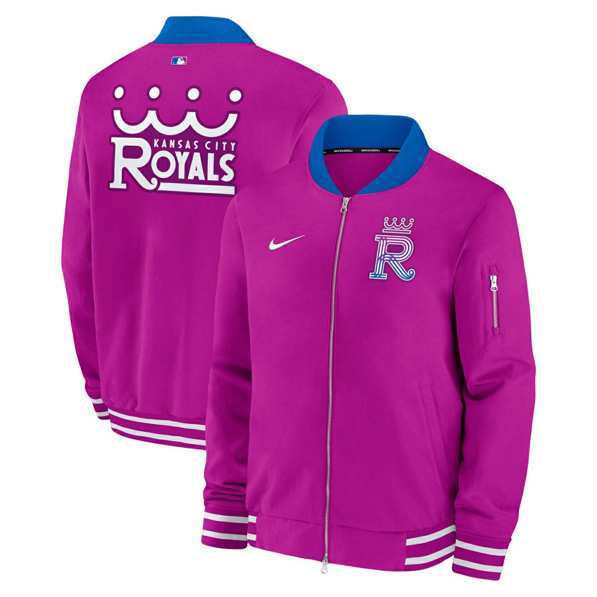 Kansas City Royals City Connect 2026 MLB Authentic Dugout Bomber Jacket Purple Taass US