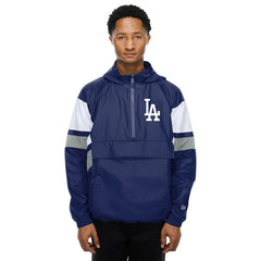 Los Angeles Dodgers MLB Quarter Zip Windbreaker Jacket Blue Taass sale