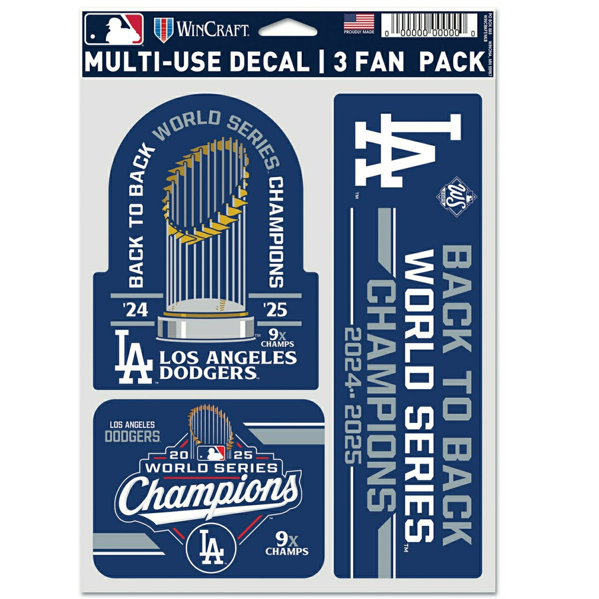 Los Angeles Dodgers 2025 World Series Champions Decals Set (3 Pcs.) Taass US