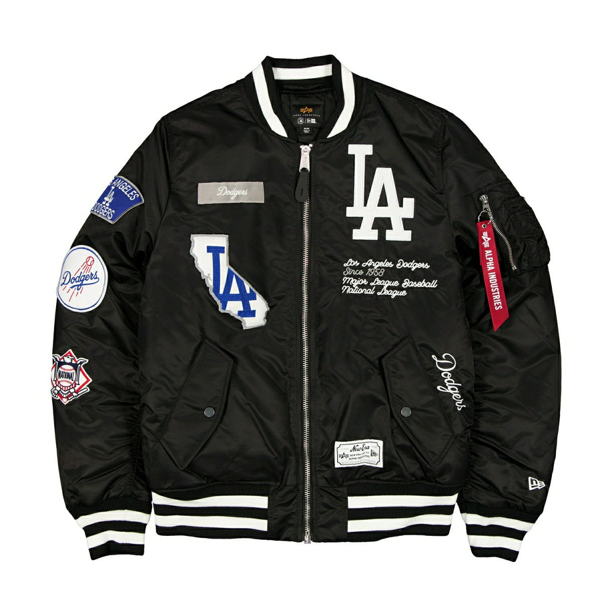Los Angeles Dodgers Alpha Industries MA-1 MLB Bomber Jacket Black Taass for sale