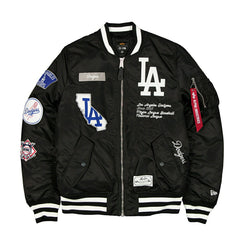 Los Angeles Dodgers Alpha Industries MA-1 MLB Bomber Jacket Black Taass for sale