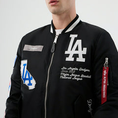 Los Angeles Dodgers Alpha Industries MA-1 MLB Bomber Jacket Black Taass for sale