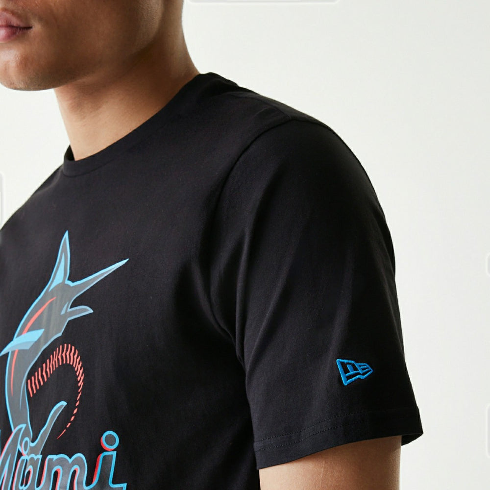 Miami Marlins Team Logo New Era MLB T-Shirt Black Fashion