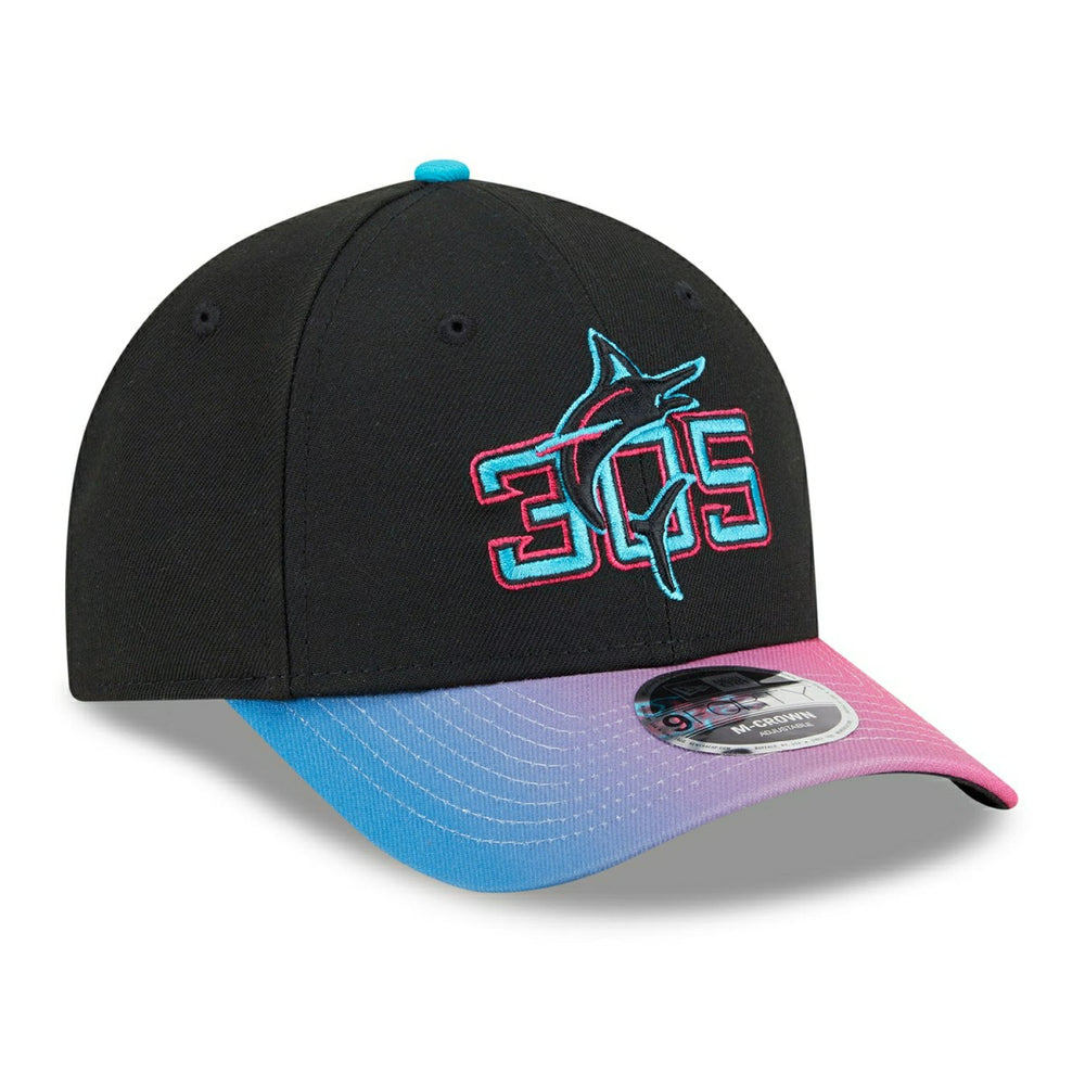 Miami Marlins MLB City Connect 9FORTY M-Crown Snapback Cap Black Taass for sale