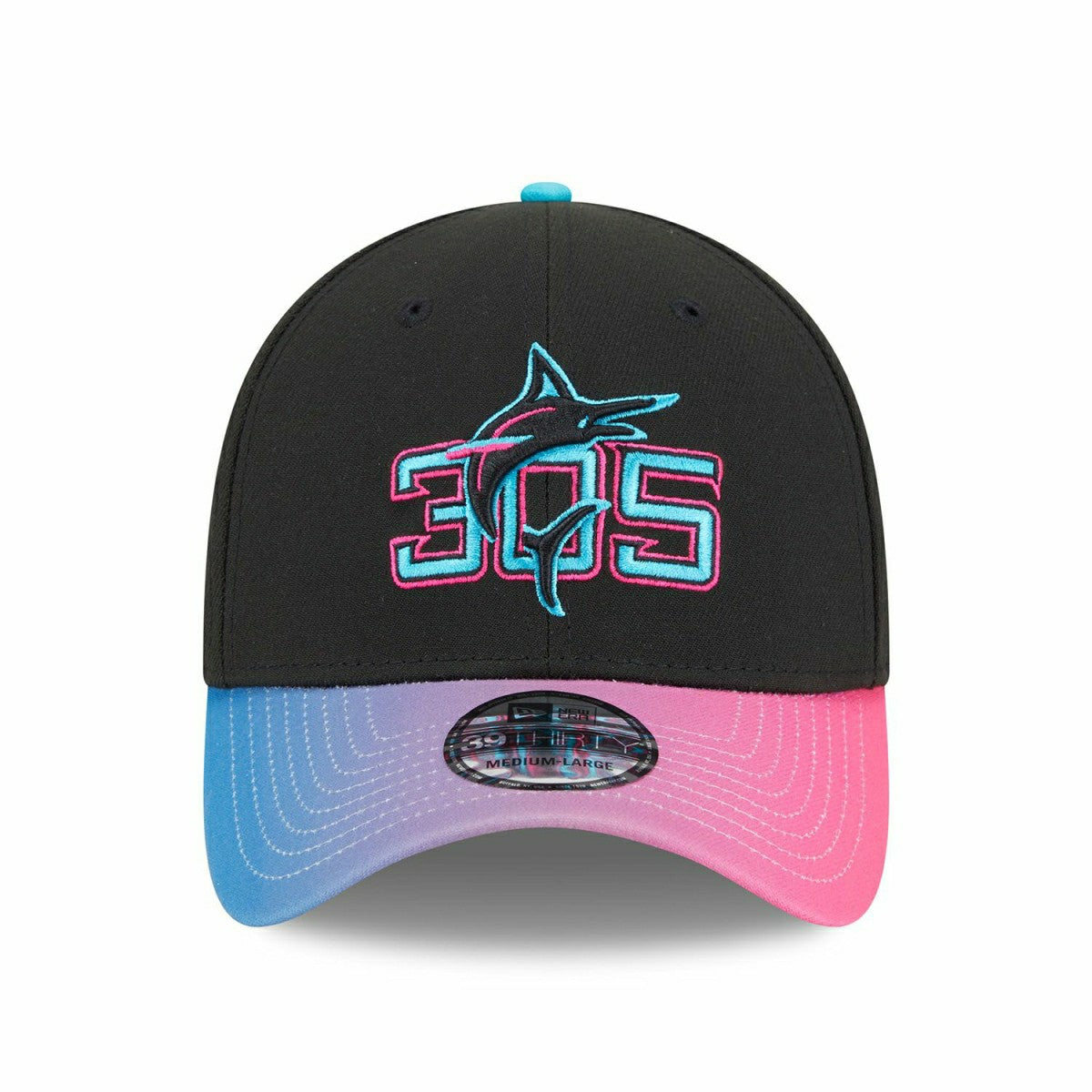 Miami Marlins MLB City Connect New Era 39THIRTY Flex Cap Black Classic