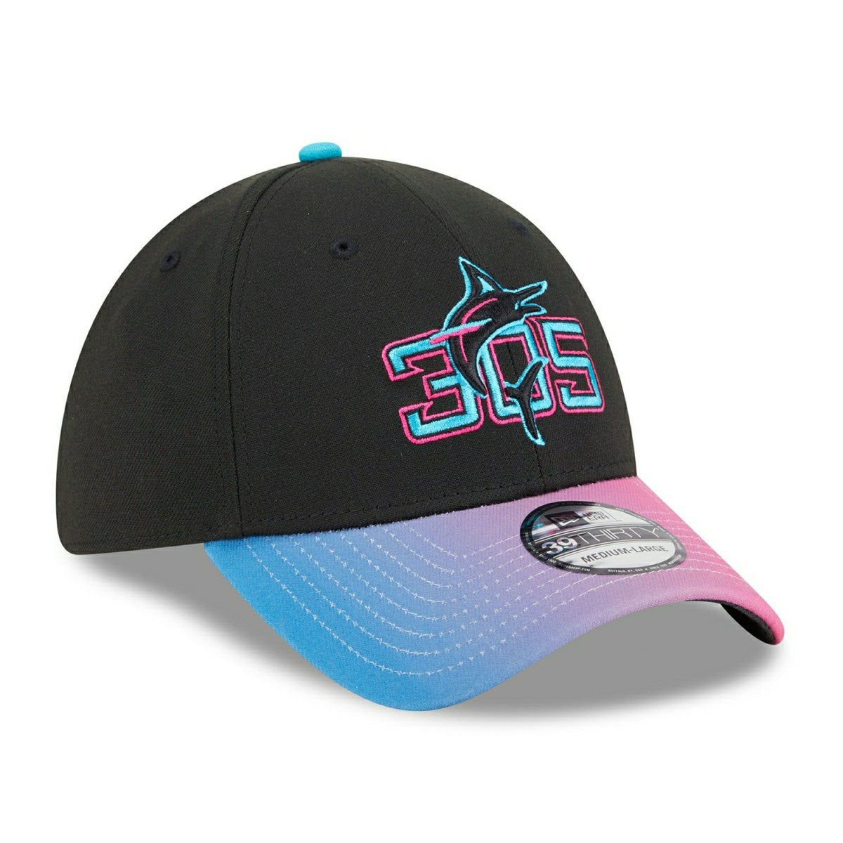Miami Marlins MLB City Connect New Era 39THIRTY Flex Cap Black Classic