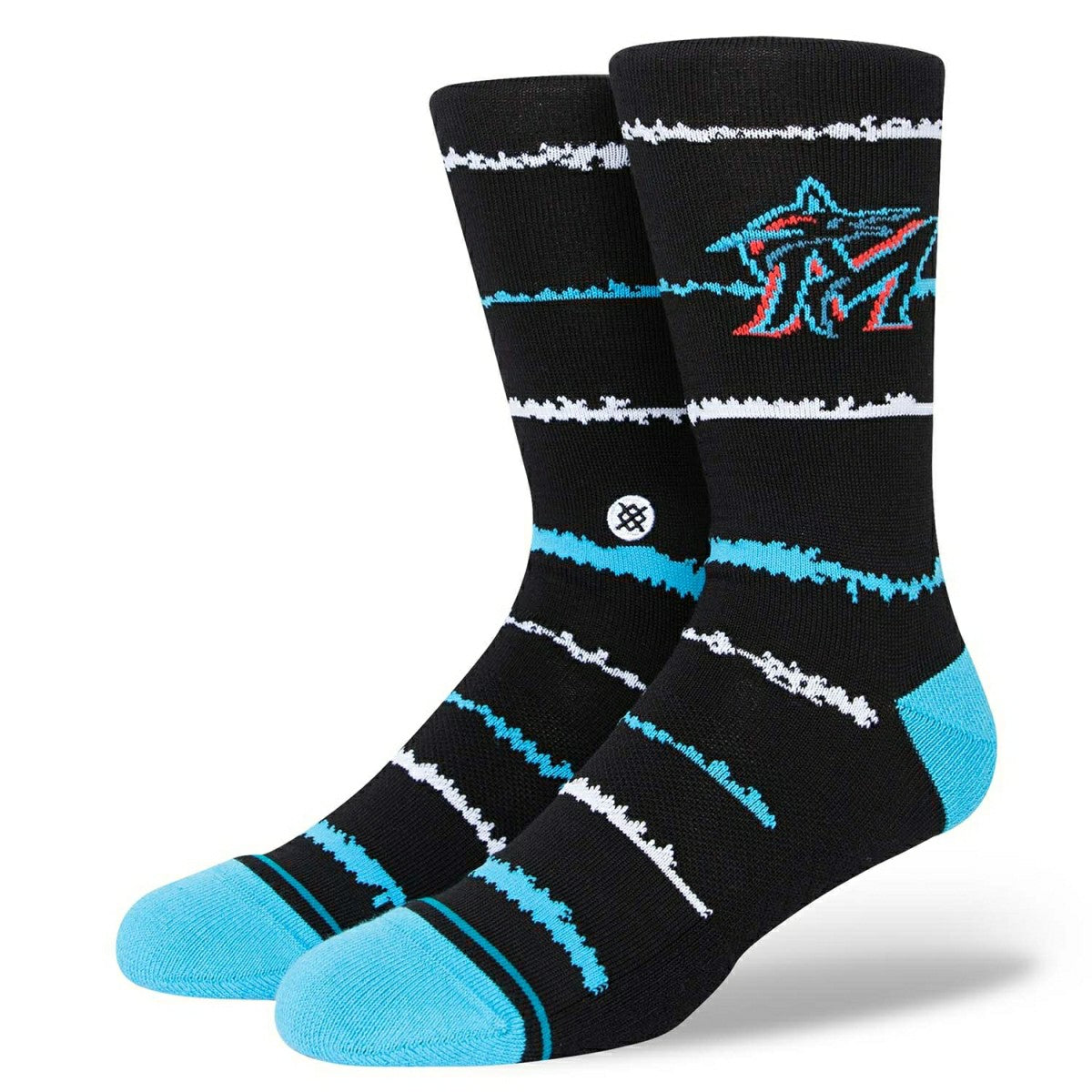 Miami Marlins Chalk Stance MLB Crew Socks Black Classic