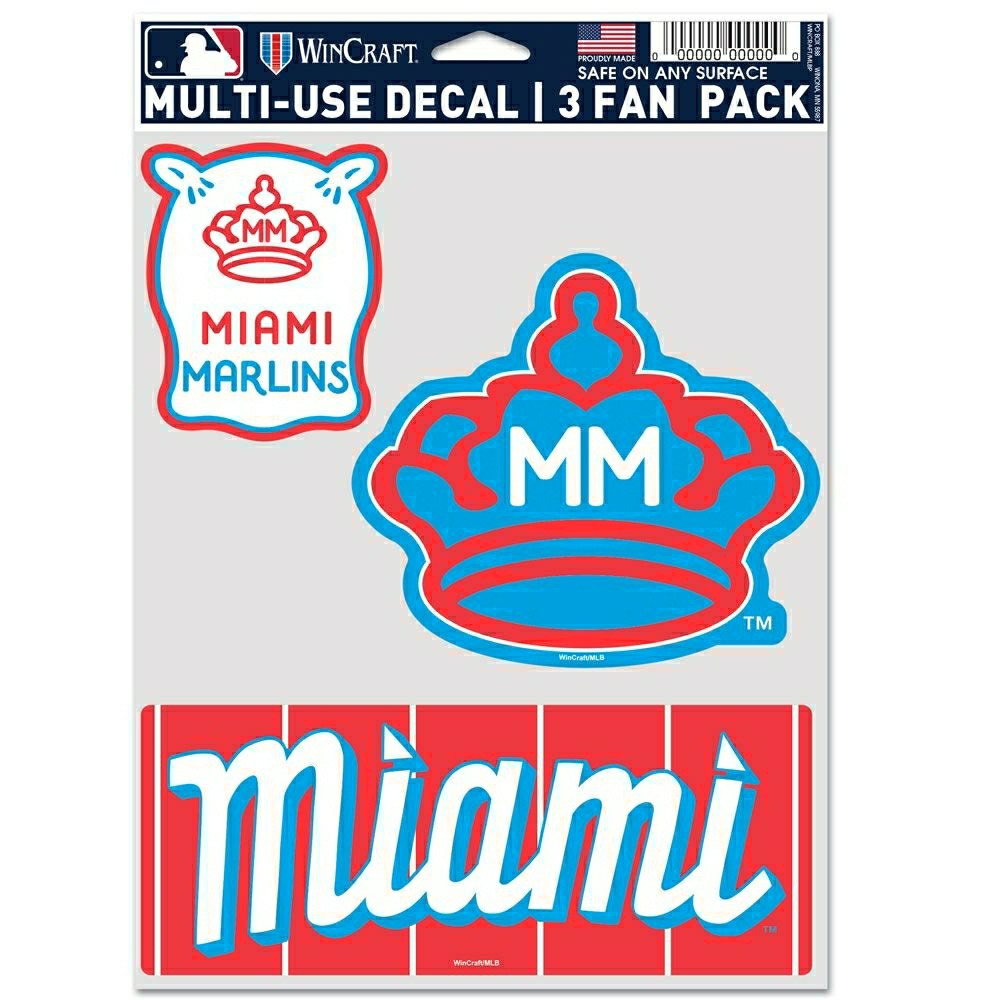 Miami Marlins City Connect Multi-Use MLB Decals Set (3 Pcs.) Fashion