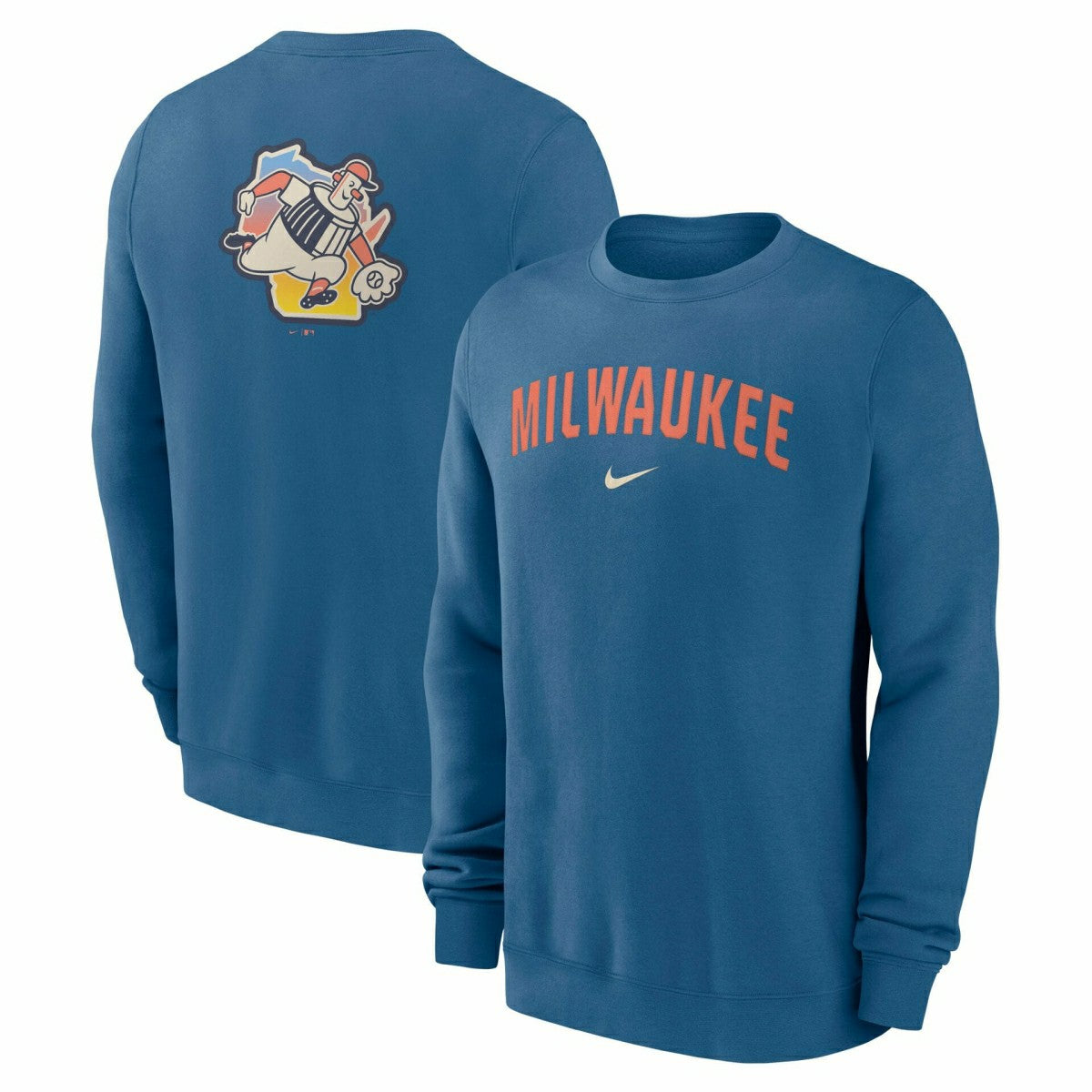 Milwaukee Brewers City Connect 2-Hit Club Crew Pullover Blue Lifestyle