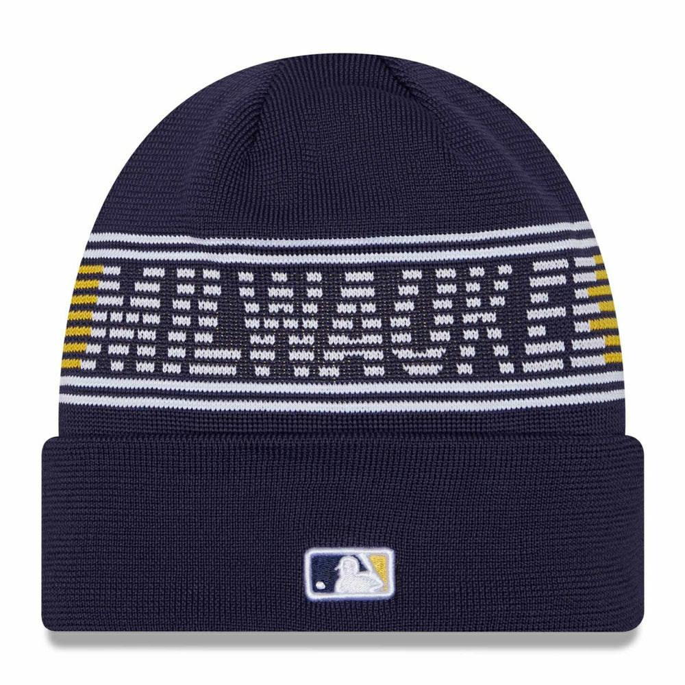 Milwaukee Brewers Authentic 2024 MLB Clubhouse New Era Beanie Knit Taass for sale