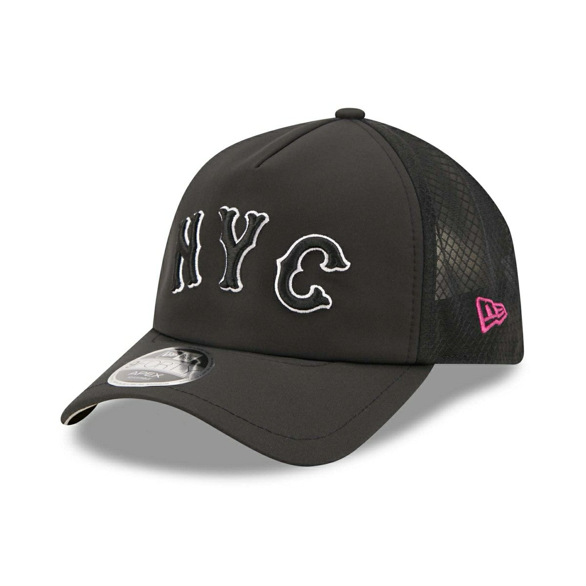 New York Mets 2026 MLB City Connect 9FORTY APEX Trucker Cap Black Taass sale